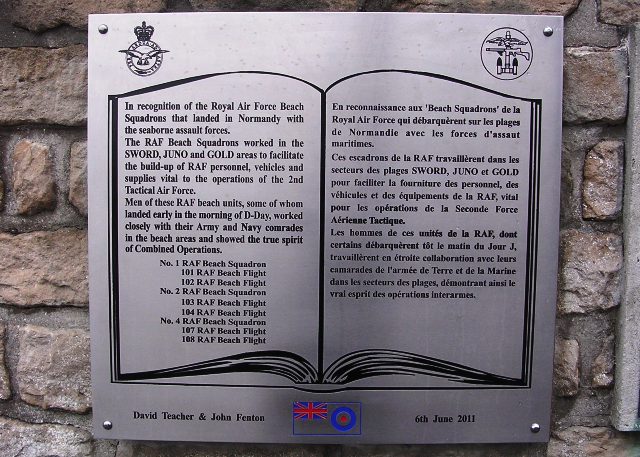 RAF Beach Squadrons plaque